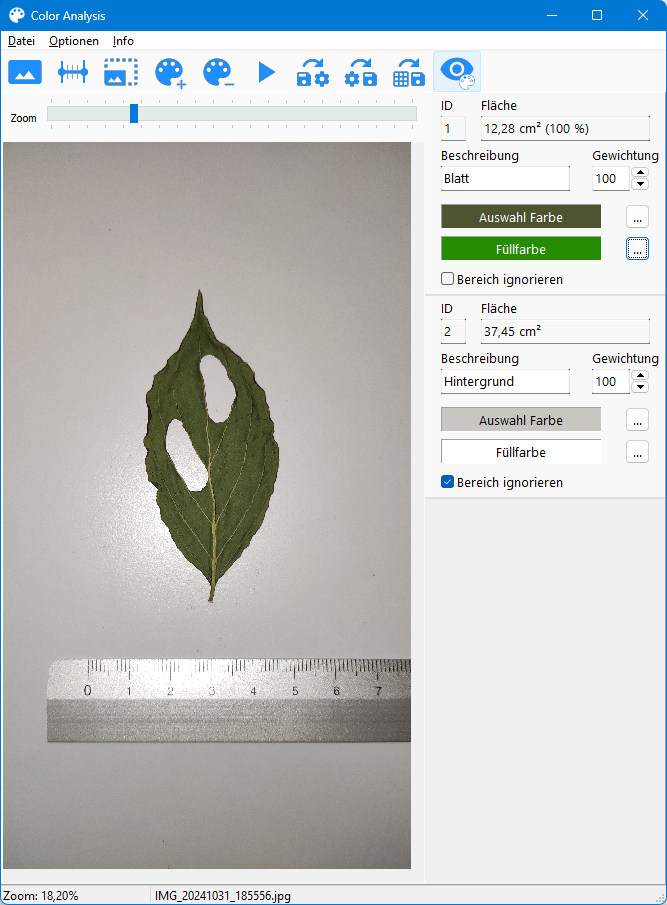 Color Analysis: Grünes Blatt